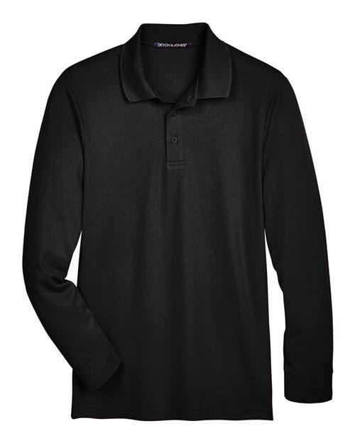 Devon & Jones DG20L Men's CrownLux Performance® Plaited Long Sleeve Polo