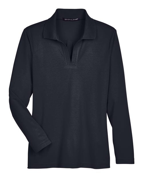 Devon & Jones DG20LW Women's CrownLux Performance® Plaited Long Sleeve Polo