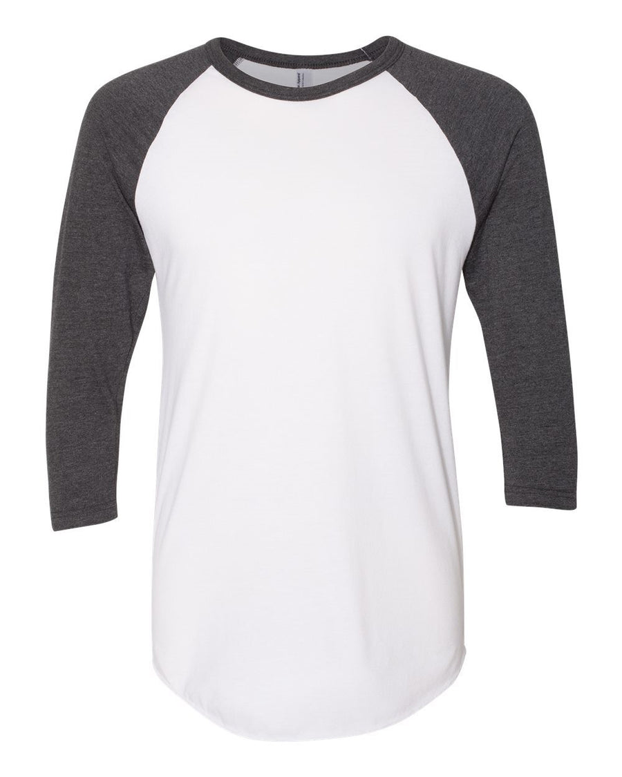 American Apparel BB453US Unisex USA-Made 50/50 Poly/Cotton Raglan Three-Quarter Sleeve Tee