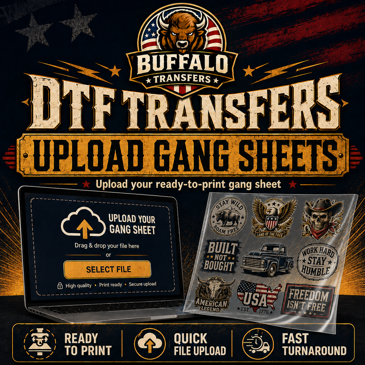 Upload DTF Transfer Gang Sheets