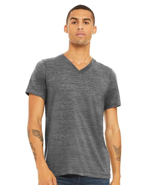 BELLA + CANVAS 3655 Unisex Textured Jersey V-Neck Tee - Asphalt Slub