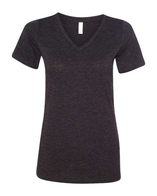 BELLA + CANVAS 6415 Women's Relaxed Triblend V-Neck Tee - Charcoal Black Triblend