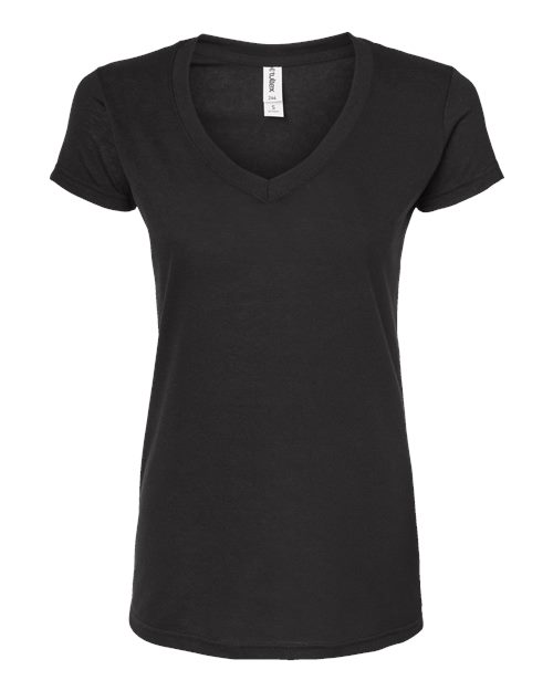 Tultex 244 Women's Poly-Rich V-Neck T-Shirt - Black