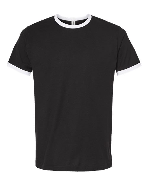 Tultex 246 Unisex Fine Jersey Ringer T-Shirt - Black/ White