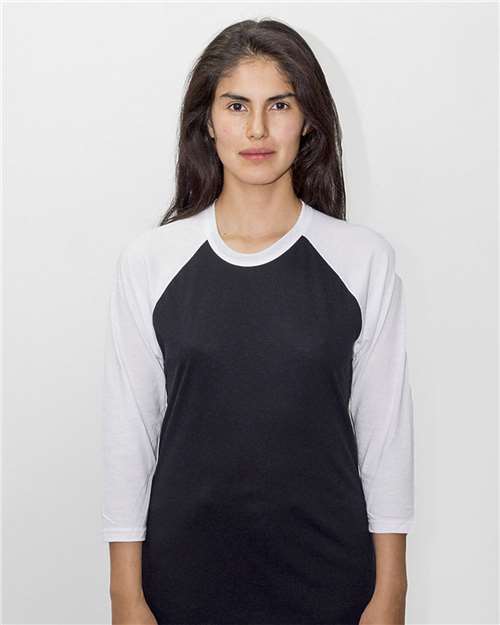 Los Angeles Apparel FF53 Unisex USA-Made Three-Quarter Sleeve Raglan Baseball T-Shirt