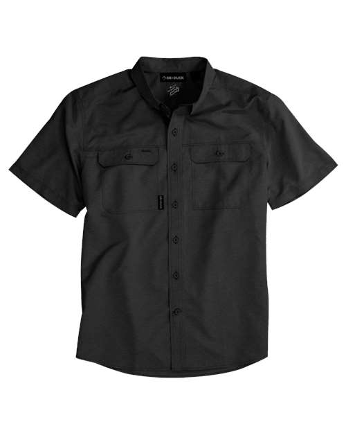 DRI DUCK 4445 Men's Crossroad Woven Short Sleeve Shirt - Charcoal