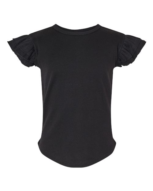Rabbit Skins 3339 Toddler Flutter Sleeve Tee - Black