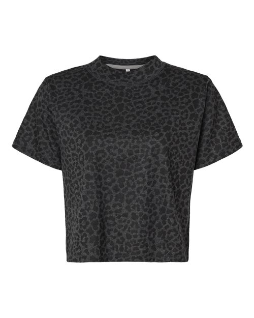LAT 3518 Women's Boxy Tee - Black Leopard