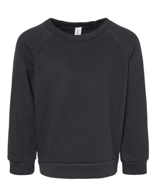 BELLA + CANVAS 3901T Toddler Sponge Fleece Raglan Crewneck Sweatshirt - Black