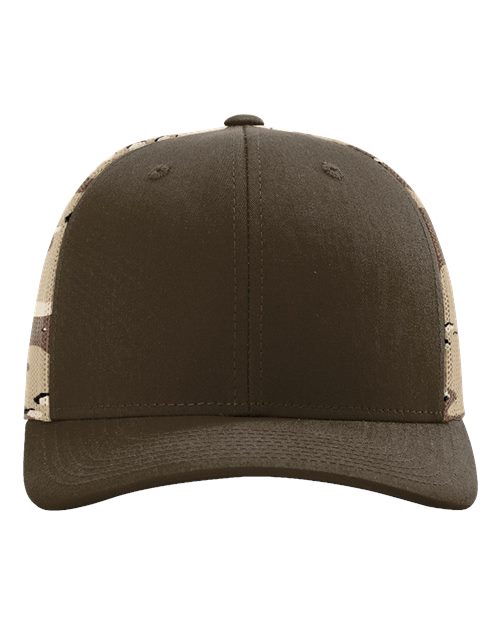 Richardson 112PM Printed Mesh Trucker Cap - Brown/ Desert Camo