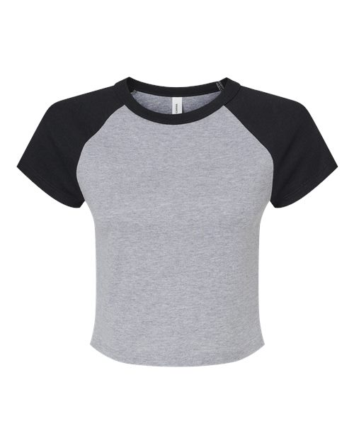 BELLA + CANVAS 1201 Women's Micro Rib Raglan Baby Tee - Athletic Heather/ Black