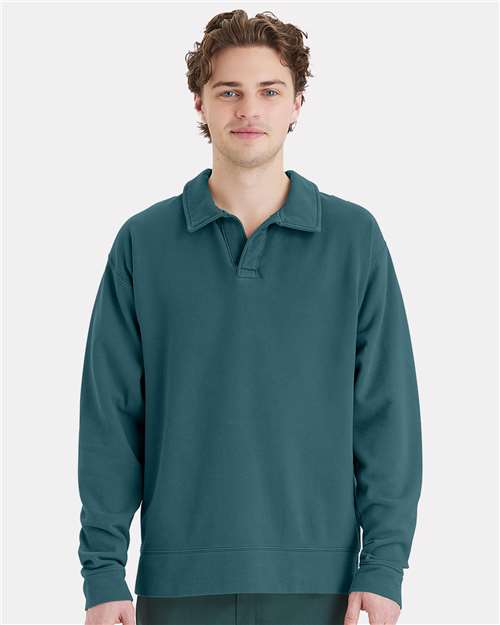 ComfortWash by Hanes GDH490 Unisex Garment-Dyed Polo Collar Sweatshirt - Cactus