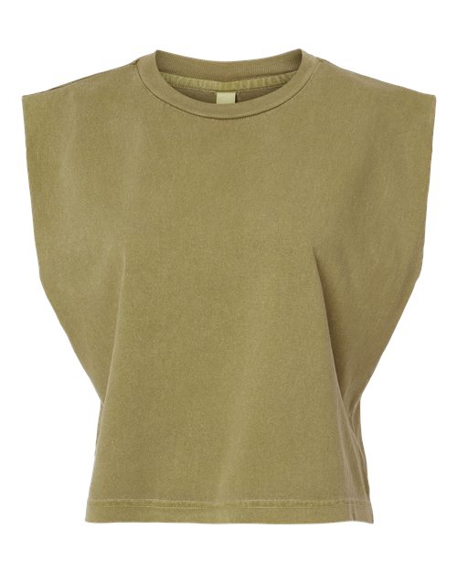 American Apparel 307GD Women's Heavyweight Cotton Garment-Dyed Muscle Tee - Faded Army