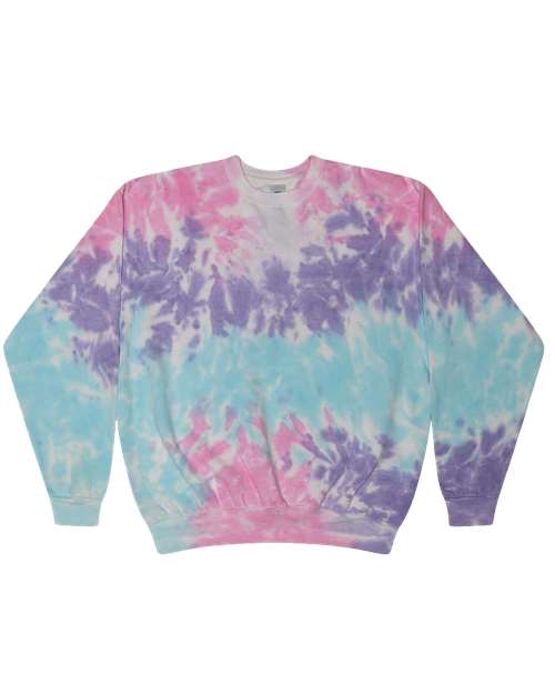 Colortone 8100 Unisex Tie-Dyed Fleece Crewneck Sweatshirt - Cotton Candy