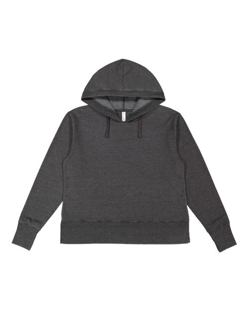 LAT 3536 Women's Vintage Wash Hoodie Sweatshirt - Washed Black