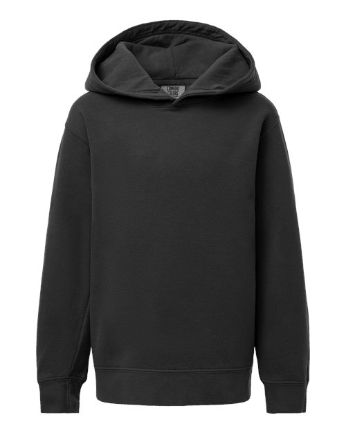 Comfort Colors 1467Y Youth Garment-Dyed Lightweight Hooded Sweatshirt - Black