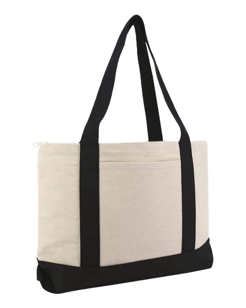 Liberty Bags 8862 Large Zippered Cotton Canvas Tote - Natural/ Black