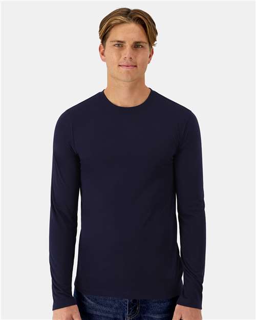 Hanes 484L Unisex Cool DRI® Cotton Touch Long Sleeve T-Shirt - Athletic Navy