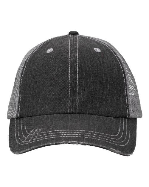 Valucap VC990 Contrast Stitch Cap - Black/ Grey