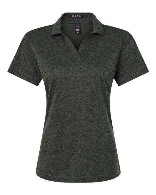 AllPro 4HM00L Women's Pro-Lock Performance Mélange Polo - Black Melange
