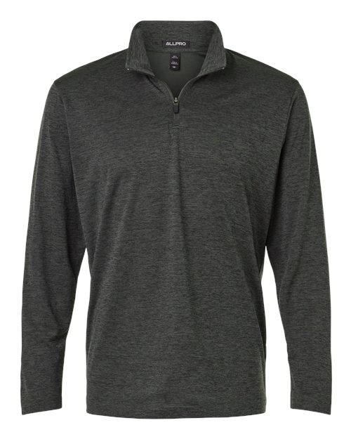 AllPro 4HM700 Men's Pro-Lock Performance Mélange Quarter-Zip Pullover - Black Melange