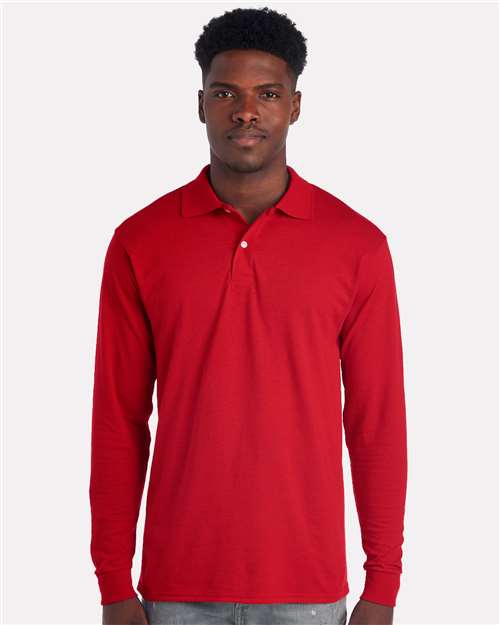 JERZEES 437LR Men's Dri-Power® Long Sleeve Polo - True Red
