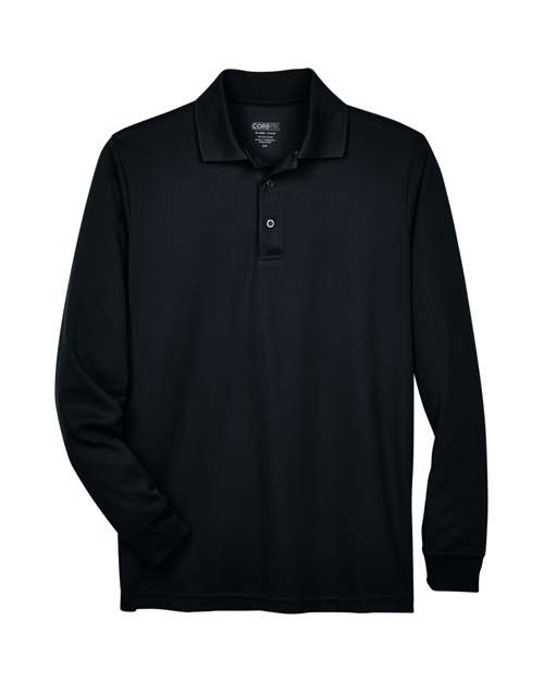 CORE365 88192 Men's Pinnacle Performance Long Sleeve Piqué Polo - Black