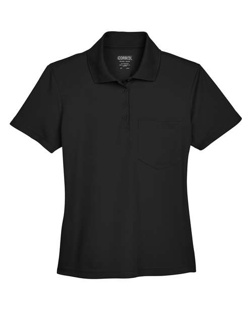 CORE365 78181P Women's Origin Performance Piqué Polo with Pocket - Black
