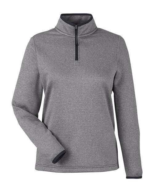 CORE365 CE73W Women's Venture Heathered Stripe Quarter-Zip Pullover - Black/ White