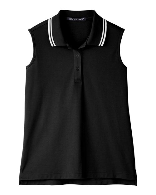 Devon & Jones DG20SW Women's CrownLux Performance® Plaited Tipped Sleeveless Polo