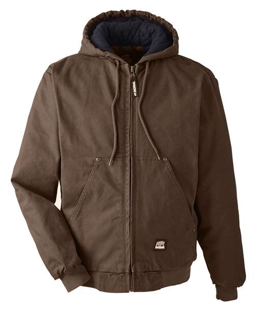 Berne Apparel HJ375 Men's Heartland Washed Cotton Duck Hooded Jacket - Bark