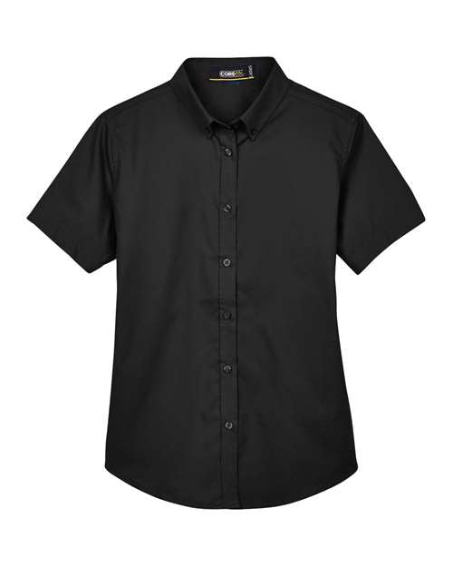 CORE365 78194 Women's Optimum Short Sleeve Twill Shirt - Black