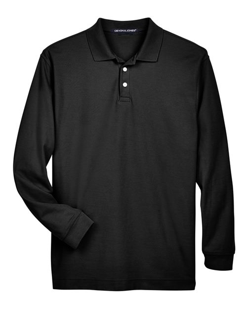 Devon & Jones D110 Men's Pima Piqué Long Sleeve Polo - Black