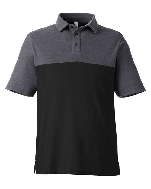 CORE365 CE112C Men's Fusion ChromaSoft™ Colorblock Polo - Black/ Carbon Heather