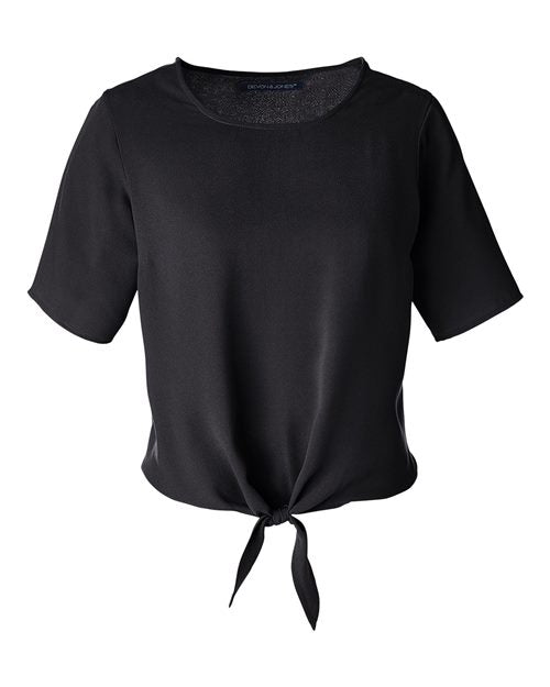 Devon & Jones DP617W Women's Perfect Fit™ Tie Front Blouse - Black