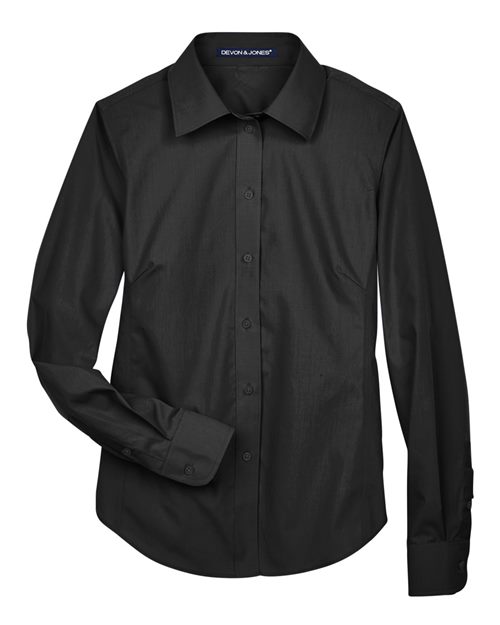 Devon & Jones D620W Women's Crown Collection® Broadcloth Woven Dress Shirt - Black