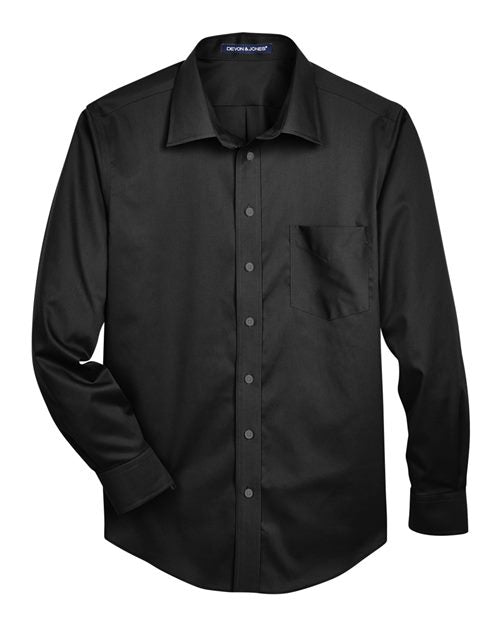 Devon & Jones DG530T Men's Tall Crown Collection® Solid Stretch Twill Woven Dress Shirt - Black