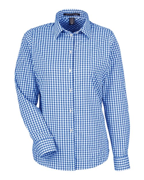 Devon & Jones DG536W Women's CrownLux Performance® Gingham Dress Shirt - French Blue/ White