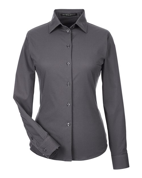 Devon & Jones DG535W Women's CrownLux Performance® Tonal Mini Check Woven Dress Shirt - Carbon