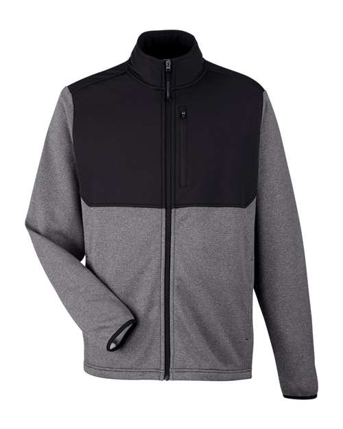CORE365 CE74 Men's Venture Heathered Stripe Hybrid Jacket - Black/ White