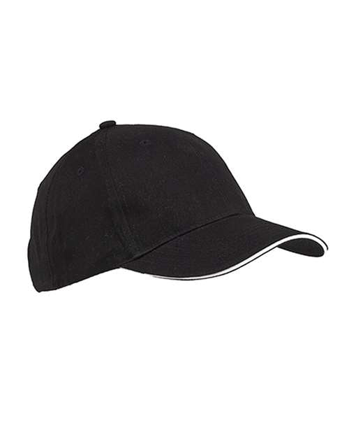 Big Accessories BX004 Brushed Twill Sandwich Cap - Black/ White