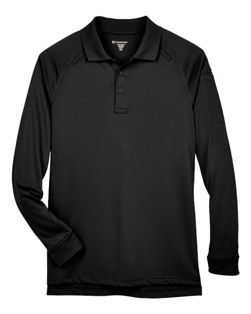 Harriton M211L Men's Advantage Long Sleeve Tactical Polo - Black