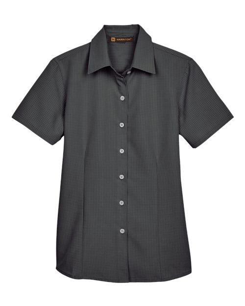 Harriton M560W Women's Barbados Textured Camp Shirt - Black