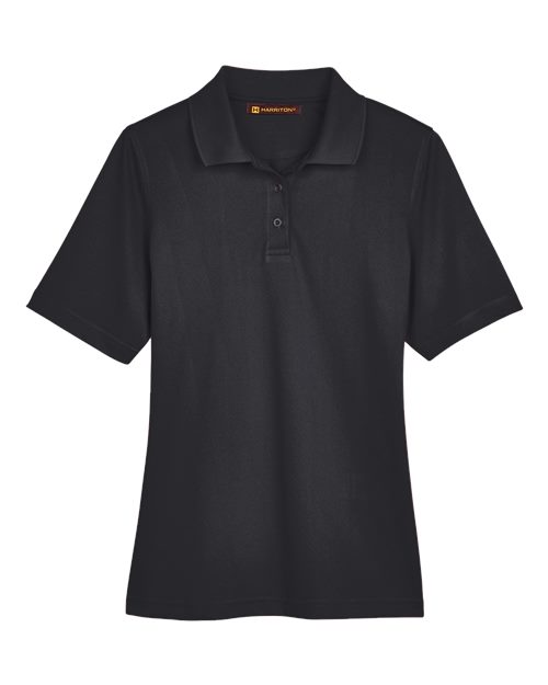 Harriton M348W Women's Advantage Snag Protection Plus Polo - Black