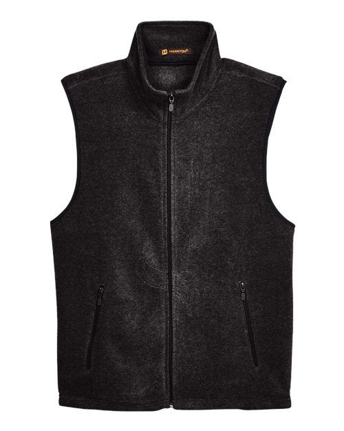 Harriton M985 Unisex Fleece Full-Zip Vest - Black