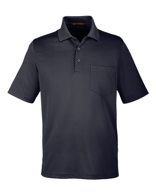 Harriton M348P Men's Advantage Snag Protection Plus IL Pocket Polo - Black