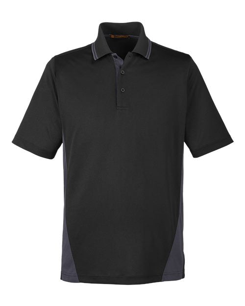 Harriton M386 Men's Flash Snag Protection Plus IL Colorblock Polo - Black/ Dark Charcoal