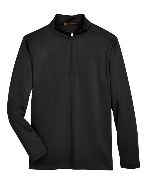 Harriton M748 Men's Advantage Snag Protection Plus Quarter-Zip Pullover - Black