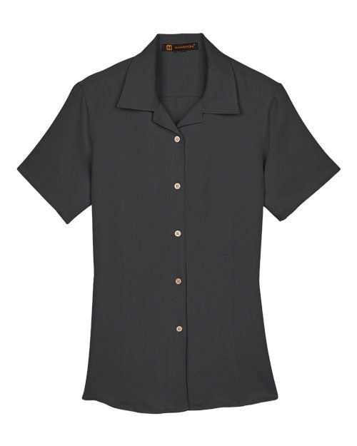 Harriton M570W Women's Bahama Cord Camp Shirt - Black