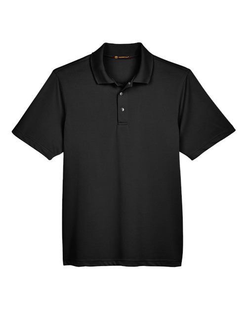 Harriton M345 Men's Advantage Snag Protection Plus IL Snap Placket Polo - Black